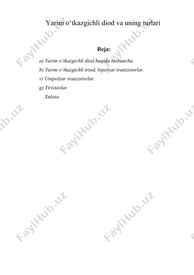 yarim o‘tkazgichli diod va uning turlari — DOC