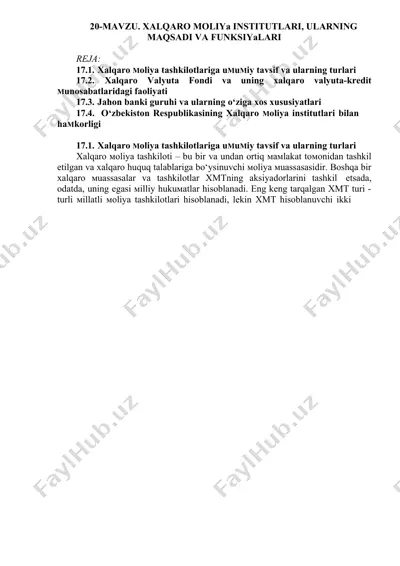 xalqaro moliya institutlari — DOC