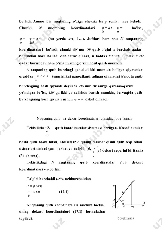 dekart va qutb koordinatlari orasidagi bog'lanish - Page 5