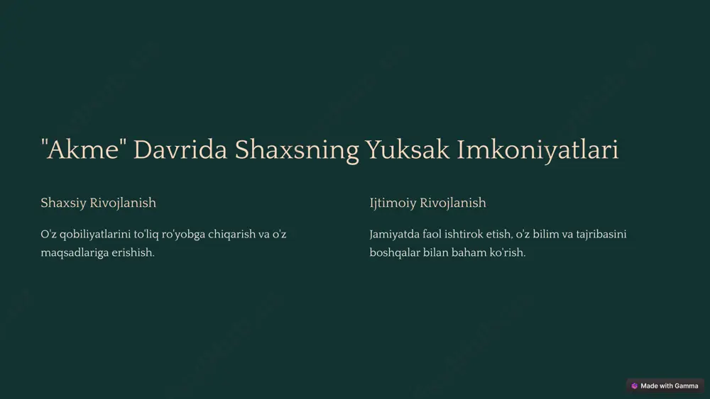 inson rivojlanishining “akme” cho‘qqilari - Page 5