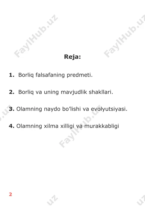 ida qanday? bu falsafiy muammodir. olamda odam yashashi uchun qulay bo’lgan sharoit bo’lmasa-chi? odamlar qahraton sovuq hukmronlik qiladigan doimiy muzliklar bag’rida ham, har doim issiqlik taftidan qovjirab yotuvchi issiq o’lkalarda ham yashashadi-ku. har bir joyda odam o’ziga qulay sharoit yaratib olishga intiladi. odam hayvonlardek tabiatdagi bor narsalardan oziqlanish bilangina chegaralanib qolmasdan, ularni o’ziga moslashtirishga, sovuq bo’lsa — isitishga, hom bo’lsa - pishirishga, issiq bo’lsa — sovutishga intiladi. bu esa odamning olamga moslashishga intilishi oqibatidir. ya`ni, olamni odam o’ziga, o’z ehtiyojlariga moslashtirishga intilib kelgan. shu tarzda odam ham, olam ham takomillashib, er yuzi o’ta «honakilashtirilgan» olamga aylangan. umuman, siz olam deganda nimani tushunasiz? olam, eng avvalo, tor ma`noda bu odam yashaydigan joy. aslida odamzod va hayvonot olami, o’simlik va hasharotlar dunyosi, jismoniy, ruhiy, ma`naviy olam va boshqa shu singari ko’plab tushunchalar bor. ular dunyoda mavjud bo’lgan narsa va hodisalar nomi bilan ataladi. masalan, odamning ruhiy olami uning bilim, tajriba va hayolotini …