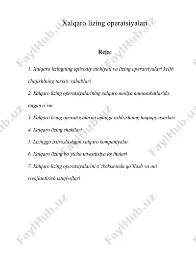 xalqaro lizing operatsiyalari — DOC