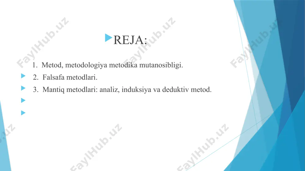 um materialning harakati, uning xususiyatlari, rivojlanish shakllari va h.k.larda namoyon bo‘ladi. demak, metodning haqiqiyligi, eng avvalo, tadqiqot (ob'ekt) predmetining mazmuni bilan bog‘liq. metod sub'ekt bilan chambarchas bog‘liqdir. boshqacha qilib aytgan-da, "inson umum metodologiyaning markazidir" (feyerbax). ikkinchidan, har qanday metod y yoki bu darajada boshqaruv quroli vazifasini bajaradi. metod sub'ekt va ob'ektning murakkab dialektikasi acosida rivojlanadi va bunda oxirgisi hal qiluvchi ahamiyatga ega bo‘ladi. shu ma'noda, har qanday metod, eng avvalo, ob'ektiv, mazmunli va konkret bo‘lsada, ayni paytda, sub'ektiv hamdir. biroq u faqat mavjud qoidalar tizimi emas, balki ob'ektiv ilmiylikning davomi sifatida namoyon bo‘ladi. fan tarixida metodlar yangi nazariyalarni yaratish jarayonida shakllanadi. yangilik yaratish san'ati yangiliklar jarayonida kamol topadi. dastlabki tadqiqot tajribada shakllanar ekan, metod tadqiqotning boshlang‘ich nuqtasi, amaliyot bilan nazariyani bog‘lovchi vosita sifatida namoyon bo‘ladi. metod va nazariyaning uzviy aloqasi ilmiy qonunlarning metodologik rolida o‘z aksini topadi. har qanday fanga oid qonun insonni voqyeliqdagi narsa va hodisalarni shu fanga mansub …