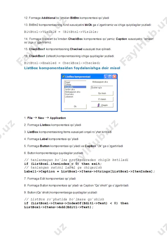 checkbox, radiogroup, combobox va listbox komponentlaridan foydalanib dastur tuzish - Page 2