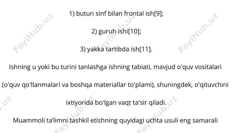 ishga yo’naltirish, o’quvchilarni shaxsiy kompyuterlari orqali mustaqil izlanishga o’rgatishni tashkil etishdan iboratdir. savol-javob metodi periodik jadvalni kim yaratgan? dmitriy mendeleyev. suvning kimyoviy formulasi qanday? savol h₂o javobi havo tarkibida eng ko‘p uchraydigan gaz qaysi? savol azot (n₂), taxminan 78%. javob kimyoviy elementlarning belgilari qanday aniqlanadi? savol ularning lotincha nomiga asoslanadi. javob 01 02 savol oltinning kimyoviy belgisi nima? javob au. tuz qanday hosil bo‘ladi? savol kislota va asosning neytrallanishi natijasida. javob suvning uchta holati qanday? savol qattiq (muz), suyuq (suv), gaz (bug‘). javob savol ishqoriy metallarga misol keltiring. javob litiy (li), natriy (na), kaliy (k). savol eng engil element qaysi? javob vodorod (h). savol kimyoviy reaksiya nima? javob moddalarning tarkibiy tuzilishi o‘zgarib, yangi moddalar hosil bo‘lish jarayoni. kimyo fanidan test savollari 1. kimyoviy elementlarning davriy jadvalini kim yaratgan? a) boyle b) mendeleyev c) lavoazye d) avogadro 2. suvning kimyoviy formulasi qanday? a) co₂ b) h₂o c) o₂ d) nacl 3. …