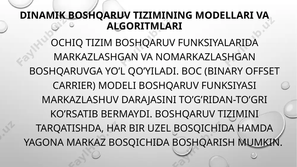 klif qiladi. ushbu dhcp taklifi xabarida dhcp mijozi uchun tavsiya etilgan ip manzili, serverning ip manzili, mijozning mac manzili, quyi tarmoq maskasi, standart shlyuz, dns manzili va ijara maʼlumotlari mavjud. dhcp request dhcp so'rovi: ko'p hollarda mijoz bir nechta dhcp taklifini olishi mumkin, chunki tarmoqda ko'plab dhcp serverlari mavjud (chunki ular nosozliklarga chidamliligini ta'minlaydi). agar bitta serverning ip manzili bajarilmasa, boshqa serverlar zaxira nusxasini yaratishi mumkin. biroq, mijoz faqat bitta dhcp taklifini qabul qiladi. taklifga javoban mijoz dhcp serverlaridan biridan taklif qilingan manzilni so'rab dhcp so'rovini yuboradi. qolgan dhcp serverlaridan taklif qilingan barcha boshqa ip-manzillar olib tashlanadi va mavjud ip manzillar havzasiga qaytariladi. dhcp acknowledgment dhcp tasdig'i: keyin server mijozga dhcp ijarasini tasdiqlovchi tasdiqnoma yuboradi. server mijoz so'ragan boshqa konfiguratsiyani yuborishi mumkin. ushbu bosqichda ip konfiguratsiyasi tugallanadi va mijoz yangi ip sozlamalaridan foydalanishi mumkin. tarmoqlarning ma’muriy boshqaruv standarti va ko‘rinishlarini yaratish ishiga ko‘maklashuvchi tashkilotlar: iso – internatsional organization for stadardization …