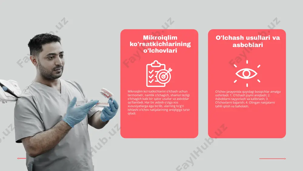 boshqarish va baholash jarayonida yangi strategiyalar ishlab chiqish imkoniyatlari mavjud. masalan, o'lchovlarni avtomatlashtirish va natijalarni real vaqt rejimida tahlil qilish imkoniyatlari. bu, o'z navbatida, atrof-muhitga ijobiy ta'sir ko'rsatadi. iqlim o'zgarishlari iqlim o'zgarishlari mikroiqlimni baholash jarayoniga salbiy ta'sir ko'rsatishi mumkin. ushbu tahdidlarni kamaytirish uchun barqaror rivojlanish strategiyalarini ishlab chiqish zarur. s 0 w t mikroiqlimni boshqarish strategiyalari mikroiqlim sharoitlarini nazorat qilish va optimallashtirish uchun muhimdir. ushbu strategiyalar nazorat va monitoring tizimlaridan, o'zgaruvchan sharoitlarga moslashish usullaridan va samarali boshqarish uchun zarur resurslardan iborat. nazorat tizimlari mikroiqlim ko'rsatkichlarini doimiy ravishda kuzatib boradi, bu esa o'zgarishlarga tezda javob berishga imkon beradi. o'zgaruvchan sharoitlarga moslashish usullari, masalan, ekinlarning joylashtirilishi va sug'orish tizimlari, resurslardan foydalanishni yanada samarali qiladi. samarali boshqarish uchun ilmiy tadqiqotlar, zamonaviy texnologiyalar va malakali odam resurslari zarur. mikroiqlimni boshqarish strategiyalari mikroiqlimni takomillashtirish usullari yangi texnologiyalar va usullar mikroiqlimni takomillashtirishda muhim rol o'ynaydi. ular orasida zamonaviy sensorlar, ma'lumotlar tahlili va sun'iy intellekt imkoniyatlari mavjud. …