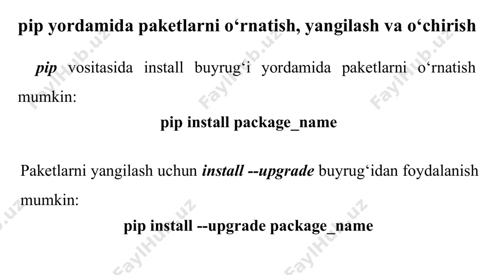 paketlar bilan ishlash: pip va pipenv vositalari - Page 5