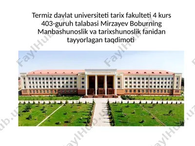 forsiy tilda arab yozuvidan yozilgan dastlabki manbalar — PPTX