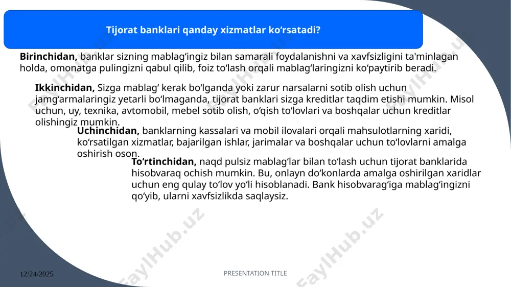 e iqtisodiy nuqtavi nazardan, kredit - ijara (lizing) murakkab savdo - moliya - kredit operatsiyalarming bir shakli hisoblanadi. kredit - ijaraning asosiy xususiyatlari sifatida lizing muddati davomida ijaraga berilgan vositalarga nisbatan egalik huquqini saqlab qolishdir. uning asosiy shakllandan bin mashina va jihozlami ijaraga berish. asosiy usullaridan biri investitsiyalami moliyalashtirish va ta’minotni faollashtirish hisoblanadi. kredit - ijara (lizing) operatsiyasi da. odatda, ucb tomon ishtirok etadi: 1. ishlab chiqaruvchi (tovar sotuvchi), bolajak lizing beruvchiga tegishli mashina vajihozlami sotuvchi yuridik shaxs. 2. lizmg beruvchi, tovar sotuvchidan mashina vajihozlami sotib oluvchi. mulkning egasi sifatida lizing shartnomasiga asosan ma’lum muddatga va to'lov evaziga mashina va jihozlami lizing oluvchiga beruvchi. odatda, lizing beruvchi sifatida yetarli darajada moliyaviy mablag'ga ega bolgan banklar, ixtisoslashgan lizing kompaniyalan, korxonalar maydonga chiqadi. 3. lizing oluvchi, lizing shartnomasiga m alum muddat va tolovga asosan mashina vajihozlami oluvchi shaxs. forfeyting operatsiyalari forfeyting operatsiyalari asosan yirik banklar va kompaniyalar o'rtasida uzoq muddatga. juda katta …
