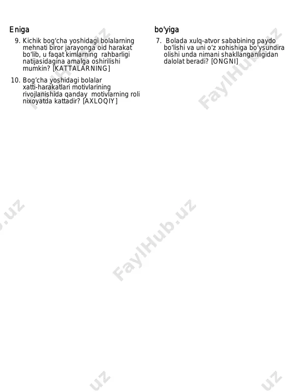 bog'cha yoshida mehnat faoliyatining xususiyatlari krossvord - Page 2