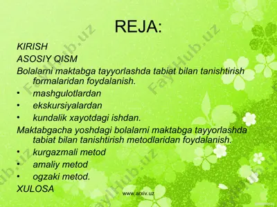 bolalarni tabiat bilan tanishtirish — PPT