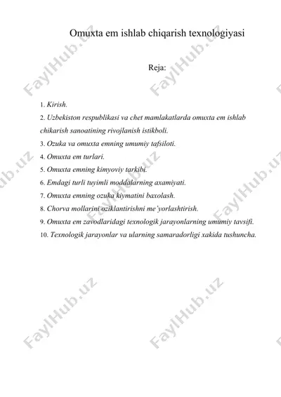 omuxta em ishlab chiqarish texnologiyasi — DOCX