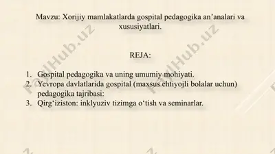 hospital pedagogika va uning umumiy mohiyati — PPTX