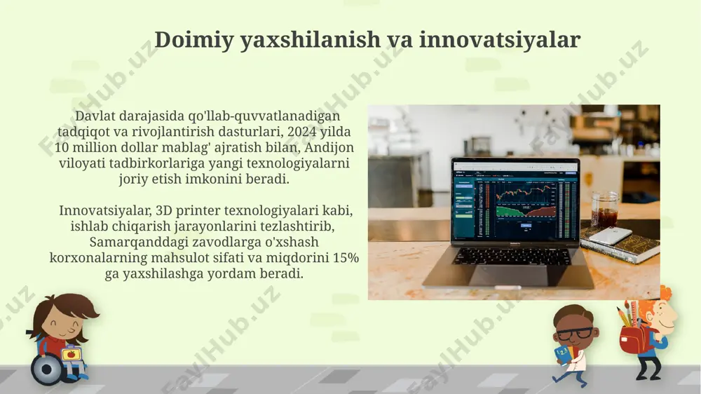 ga, 25% ni xom-ashyoga va 15% ni ish haqlariga ajratish samarali natijalar beradi. loyiha boshqaruvi va monitoring loyiha boshqaruvida 5 yillik rejaga muvofiq samarqand viloyatida 20 ta kichik biznesga 1 million aqsh dollari miqdorida mablag' ajratildi, bu esa monitoring orqali samaradorligini kuzatishni taqozo etadi. xorazm viloyatida amalga oshirilayotgan 3 ta yirik qurilish loyihasi uchun 100 million so'mlik byudjet ajratildi. loyiha monitoringi haftalik hisobotlar va 3 oylik baholash orqali amalga oshiriladi. xatarlarni boshqarish va ularning oldini olish тошкент шаҳридаги 5 та йирик корхонадаги таҳлиллар кўрсатдики, ресурсларни самарали бошқариш 20% гача чиқимларни камайтириши ва ишлаб чиқаришни 15% га ошириши мумкин. самарқанд вилоятидаги 3 та қишлоқ хўжалиги корхоналарида амалга оширилган лойиҳа ер майдонларини 25% самарали ишлатишга ёрдам берди ва унумдорликни 8% га оширди. resurslarni aniqlash va baholash resurslarni baholashda, xorazm viloyatiga tegishli 3 ta omborning sig'imi, 5000 tonnadan ortiq saqlash imkoniyati va 15% ga yaqin yo'qotishlar hisobga olinishi zarur. samarqand viloyatida joylashgan qishloq …