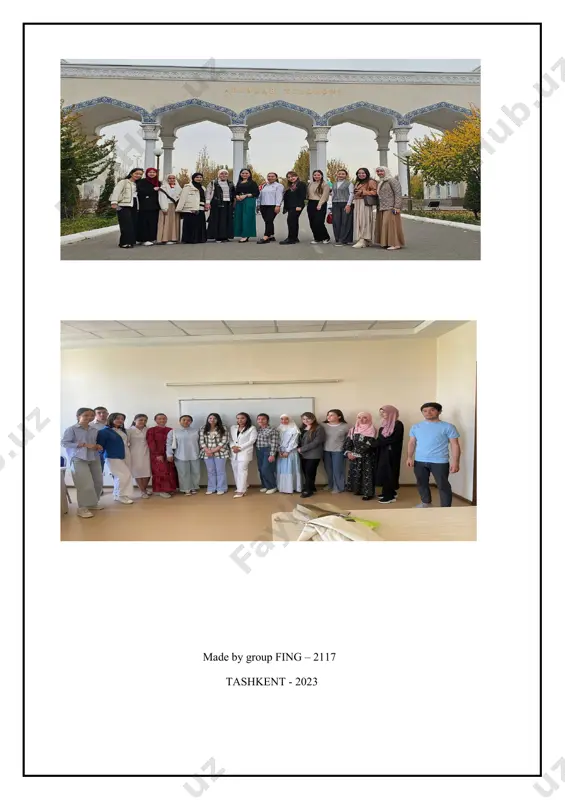 ical instruction book made by group fing – 2117 tashkent - 2023 contents preface …………………………………………………………………………………………………. 3 grade 1 ( speaking ) – alijonova zulayho ……………………………………………….. 4 grade 2 (vocabulary) – xalimjonova marxabo ……………………………………… .. 7 grade 3 ( listening) – sa’dullayeva mohlaroyim ……………………………………… 10 grade 4 (speaking) – kurbanova sevara ………………………………………………… . 14 grade 5 ( writing ) – abdusalomova zilola ………………………………………………… 17 grade 6 (writing) – mirkomilova madina ………………………………………………… 19 grade 7 ( grammar ) – urinboyeva aziza………………………………………………… . 21 grade 8 ( grammar ) – shavkatova muqaddas ………………………………………… …. 23 grade 9 ( vocabulary ) – egamberdiyev muhammad rasul ……………………………… .. 27 grade 10 ( vocabulary ) – qarshiboyeva diyora …………………………………………… 30 grade 11 ( speaking) – isaqova mohichehra …………………………………………… 34 grade 1 ( speaking ) – shotursunova diyora ……………………………………………… 36 grade 2 ( listeni ng ) – abduvasiyev odiljon ………………………………………………… 37 grade 3 ( grammar ) – …