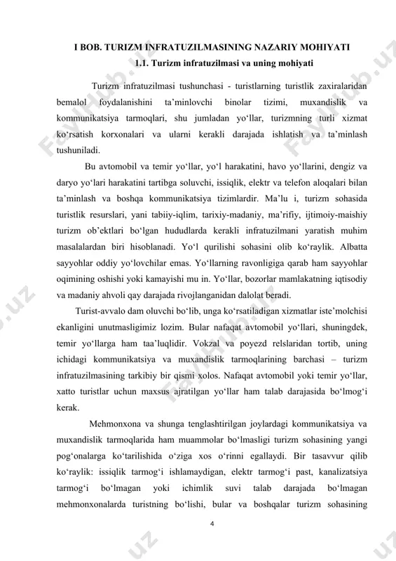 xona va shunga tenglashtirilgan joylardagi kommunikatsiya va muxandislik tarmoqlarida ham muammolar bo‘lmasligi turizm sohasining yangi pog‘onalarga ko‘tarilishida o‘ziga xos o‘rinni egallaydi. bir tasavvur qilib ko‘raylik: issiqlik tarmog‘i ishlamaydigan, elektr tarmog‘i past, kanalizatsiya tarmog‘i bo‘lmagan yoki ichimlik suvi talab darajada bo‘lmagan mehmonxonalarda turistning bo‘lishi, bular va boshqalar turizm sohasining rivojlanishidagi kechiktirib bulmas va tezda xal qilinishi zarur bo‘lgan muammolardir. ayniqsa, olis, tog‘li joylar, yo‘l trassalari kabi hududlarda bu muammolarni hal etish katta kapital mablag‘ talab qiladi. hozir respublikamizning avtomobillar qatnaydigan trassalarida shoh bekatlarning ahvoli xorijiy turistlarga xizmat ko‘rsatadigan darajada emas. turist tezda hojatini chiqarib oladigan yoki zarur tibbiy yordam beriladigan ob’ektlarning yo‘qligi, achchiq bo‘lsa ham aytish kerak: turistlar xojatxonalari-yu boshqa karvonsaroylar qurilishi zamon talabi darajasida emas. bir vaqtlar buyuk ipak yo‘li o‘tgan joylardagi muhim maskanlarda karvonsaroylar bo‘lgan. karvonsaroylar savdo karvonlari uchun hozirgi vaqtlardagi mehmonxonalar xo‘jaligi vazifasini o‘tagan. unda karvonlar va savdogarlar tunaydigan xonalardan tortib, ichimlik suvi, ovqatlanish xizmati va boshqa xizmatlar …