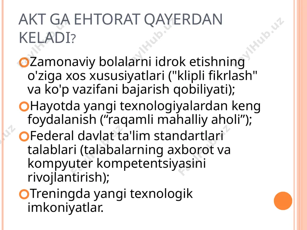 onidan talabalarni nazorat qilish tizimi (har bir xat suhbatdoshga yuborishdan oldin tasdiqlanishi kerak); - o‘quvchilarimiz bilan tengdosh maktab o‘quvchilari muloqot jarayonida ishtirok etadilar, bu esa muloqotni yanada qiziqarli qiladi; - sayt talabalarga o'z faoliyatini yangi xalqaro darajaga olib chiqish imkonini beruvchi ko'plab xalqaro loyihalarni taqdim etadi; - muloqot yozma (elektron pochta orqali) va og'zaki (skype yordamida) amalga oshiriladi, bu o'quvchilarga nafaqat yozish va o'qish, balki gapirish va tinglash ko'nikmalarini rivojlantirish imkonini beradi. o'qituvchi varitalari: - boshqa davlatdagi hamkasb bilan muloqot qilish; - xalqaro pedagogik hamjamiyat doirasida ta’lim masalalarini muhokama qilish; - farzandlaringiz bilan birgalikda ishlab chiqishingiz mumkin bo'lgan loyihalar uchun resurs g'oyalar bazasi; - butun dunyodan turli materiallar (jumladan, dars ishlanmalari)ning keng ma'lumotlar bazasi. "pochta" maqsadlar: oila mavzusidagi so'z boyligini faollashtirish, yozish va nutq ko'nikmalarini mashq qilish, ingliz tilini o'rganish motivatsiyasini oshirish, bolalarni aqsh madaniyati bilan tanishtirish, bag'rikenglikni rivojlantirish e-pals - xalqaro internet loyihasi bu dunyoning turli burchaklaridan kelgan o'qituvchilar …