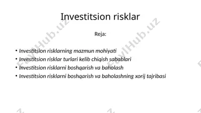 investitsion risklar — PPTX