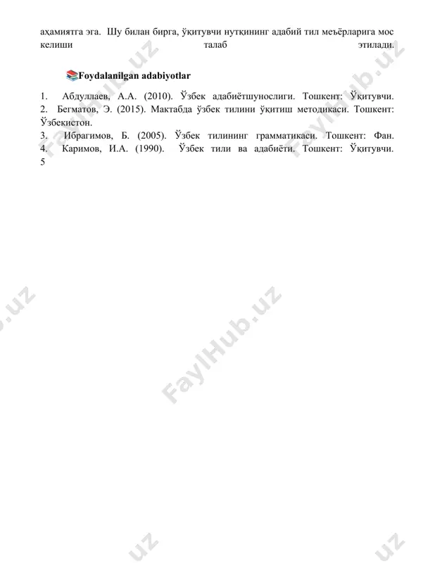 o'zbek adabiy tili va o'qituvchi nutqi - Page 5