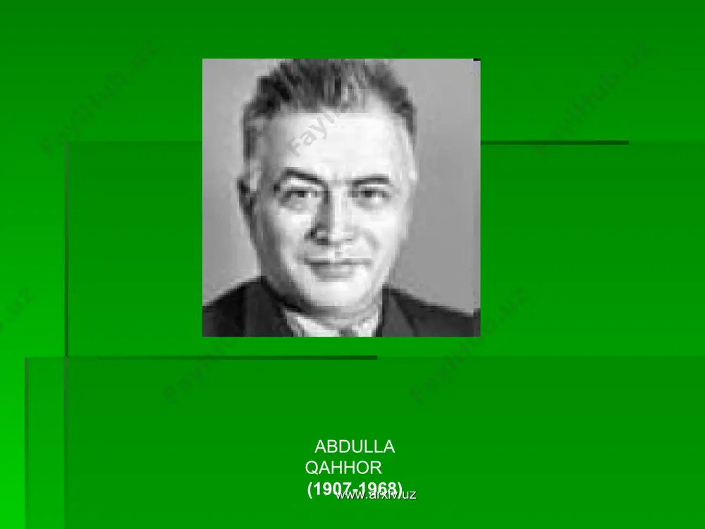 or», «o’g’ri», «bemor», «tomoshabog’», «millatchilar», «dahshat» hikoyalari, «o’tmishdan ertaklar» qissasida oddiy xalqning o’tmishi , turmush tarzi, ichki ruhiy holati va kechinmalari o’z ifodasini topgan. www.arxiv.uz www.arxiv.uz shu o’rinda yirik tadqiqotchi, prfessor umarali normatovning abdulla qahhor hikoyalari haqidagi quyidagi fikrlarini kiritib o’tish maqsadga muvofiq deb o’ylaymiz: «qahhor tabiati, iste’dodi yo’nalishi jihatidan hayotdagi, odamlar qismatidagi fojeiylikni teran his etadigan adibdir. uning eng etuk hikoyalari ayni fojeiy holat, qismatlar ifodalangan asarlardir. www.arxiv.uz www.arxiv.uz . hikoyalaridagi personajlar hayotidan olingan epizodlar, lavhalar garchi muayyan intiho, badiiy echim bilan yakunlansa-da, bunday yakun galdagi fojialar, ko’rguliklarning debochasi vazifasini o’taydi. «bemor» dagi sotiboldi xotinining o’limi uyqu aralash ayasining dardiga davo tilagan qizaloq va xotini dardiga davo qidirib bor budidan judo bo’lgan erning yangidan-yangi sarson-sargardonliklari ibtidosidir. «anor»dagi turobjonning oxirida jinoyatga qo’l urishi bu oila boshiga tushajak galdagi chigal savdolarning boshlanishidir. www.arxiv.uz www.arxiv.uz «o’g’ri»dagi jabrdiyda cholning najot izlab mansab-martabaning turli zinapoyalarida turgan yulg’ichlarga duch kelib, shilinib, oxirida «najot» topishi-egamberdi paxtafurushning …