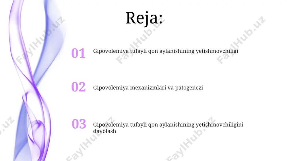 oʻlib, toʻqimalarga kislorod yetkazib berishni buzadi. gipovolemiya turli sabablarga, jumladan, qon ketishi (masalan, travma yoki ichki qonash), suyuqlik yoʻqotilishi (qayt qilish, diareya), kuyish va diuretiklarni ortiqcha iste'mol qilish natijasida yuzaga kelishi mumkin. prognoz va asoratlar gipovolemiya tufayli yurak-qon tomir yetishmovchiligining prognozi bemorning yoshi, umumiy sog'lig'i va suyuqlik yo'qotish darajasi kabi omillarga bog'liq bo'lib, o'lim xavfi 10% dan 50% gacha o'zgarishi mumkin. gipovolemiya tufayli kelib chiqqan shok holatida o'lim xavfi yuqori bo'lib, o'rtacha mortaliteti 20-40% ni tashkil etadi, vaqt o'tishi bilan to'g'ri davolanmasa, ko'p organ yetishmovchiligiga olib kelishi mumkin. davolash usullari qon aylanishini tiklash uchun yurak-qon tomir tizimini qo'llab-quvvatlovchi dorilar, masalan, dopamin yoki norepinefrin, 5-10 mkg/min dozada qo'llanishi mumkin, bu qon bosimini oshirishga va periferik qon tomirlarini toraytirishga yordam beradi. gipovolemiya tufayli yuzaga kelgan qon aylanish yetishmovchiligini davolashda asosiy maqsad suyuqlik balansini 30-60 daqiqa ichida tiklash, shuning uchun kristalloidlar va kolloid eritmalar tez sur'atlarda tomir ichiga yuboriladi. buyrak yetishmovchiligi buyrak yetishmovchiligining …