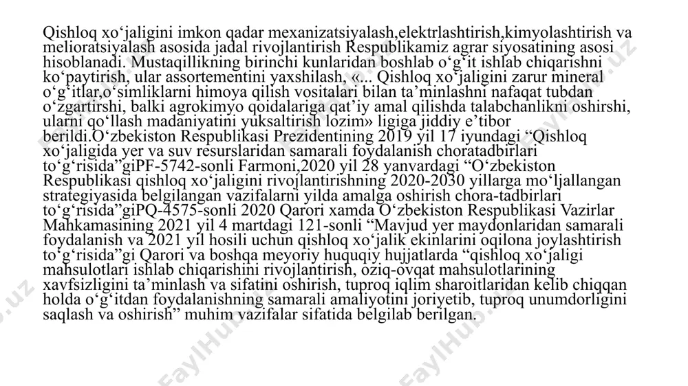 nik va mineral guruhlarga bo‘linadi. kelib chiqishiga ko‘ra sanoat va mahalliy o‘g‘itlarga ajratiladi. sanoat o‘g‘itlariga azotli, fosforli, kaliyli, kompleks va mikroo‘g‘itlar, mahalliy o‘g‘itlarga go‘ng, torf, kul va boshqa turdagi o‘g‘itlar misol bo‘ladi. mineral o‘g‘itlarning turli mineral tuzlar shaklidagi oziqa moddalari saqlaydi. tarkibidagi oziqa moddasi turi va miqdoriga ko‘ra o‘g‘itlar ikki guruhga bo‘linadi: oddiy va murakkab o‘g‘itlar: oddiy o‘g‘it deb tarkibida o‘simlik o‘sishi va rivojlanishi uchun zarur bo‘lgan bitta oziqa moddasi saqlaydigan o‘g‘itlarga aytiladi. oddiy o‘g‘itlarga azotli, fosforli, kaliyli va ayrim mikro o‘g‘itlar misol bo‘ladi. kompleks yoki ko‘p tomonlama ta’siretuvchi o‘g‘itlarga o‘simlik ehtiyoji uchun kerakli bo‘lgan ikki va undan ortiq oziqa moddasi saqlovchi o‘g‘itlar misol bo‘ladi. o‘simlik tarkibida 0,1 foizdan to foizlar darajasida uchraydigan, muhim hayotiy jarayonlarda qatnashadigan elementlar makro elementlar deb, shular asosida olinadigan o‘g‘itlar makro o‘g‘itlar deb ataladi. o‘simlikda foizning 0,0001-0,000001 miqdorida uchrab muhim hayotiy jarayonlarda ishtirok etuvchi elementlar mikroelementlar deb, shu asosda olingan o‘g‘itlar mikro o‘g‘itlar deb ataladi. …