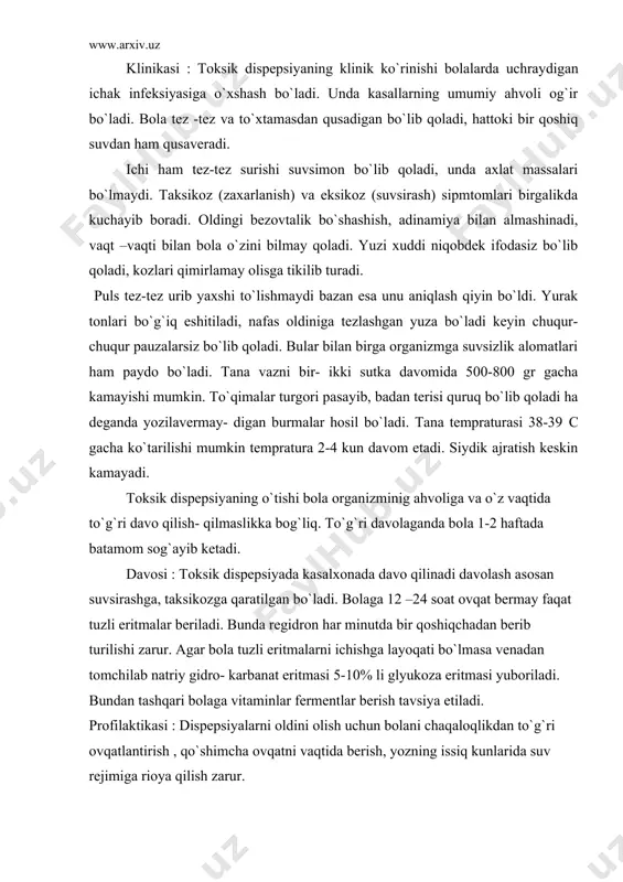 abab bo`lishi mumkin. klinik jihatdan kattaral, aftos va yarali stomatitlar tofovut qilinadi. ko`pincha kattaral stomatit uchraydi, bunda shilliq parda bir tekis qizarib shishib turadi. bolani tog`ri parvashishlab borilsa kataral stomatit tez tuzalib ketadi . yarali stomatit kamroq uchraydi. u asosan tishlar karios boshlanganda bolalar va o`smirlarda uchraydi. bolaning umumiy ahvoli og`ir bo`lib boshi og`riydi, lanjlik paydo bo`lib ishtahasi pasayadi tana harorati ko`tariladi, limfa tugunlari kattalashadi zo`r berib og`izdan so`lak oqadi. shu bilan birga og`iz va halqum shilliq pardasining turli joylarida kulrang yoki qo`ng`ir tusli nekrotik g`ubor bilan qoplangan kichik-kichik yaralar paydo bo`ladi. uni davolashda og`iz bo`shlig`ini 1:6000 nisbatdagi kaliy permanganat eritmasi, 3% vadorod peroksid bilan kuniga bir necha marta chayib turish lozim yaralar bo`lsa 0,25 % xiloramin eritmasi, furasilin ishlatiladi. aftos stamatid bolalar og`iz bo`shlig`i shilliq pardasining eng ko`p tarqalgan kasalligi bo`lib, uni organizmning gerpiz virusi bilan birlamchi infeksiyalashning alomatidir. bu kasallik havo tomchi yo`li bilan o`yinchoqlar orqali o`tadi. yashrin …