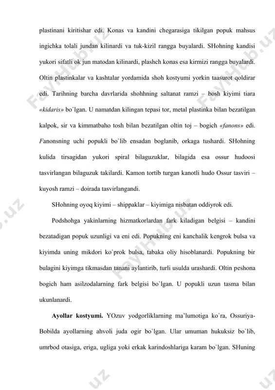 kostyumlarni ibtidoiy turlarini tuzilishini tarixiy jarayoni. uzoq sharq va osiyo dekorativ sana`ti va kostyumi - Page 5