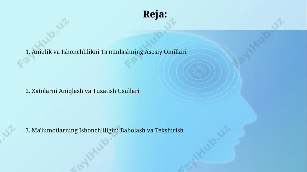 hilligini ta'minlash uchun, kamida 2 ta manbadan ma'lumot olish va ularning mos kelishini 90% aniqlik bilan tekshirish zarur. ma'lumotlarni tekshirish va tasdiqlash katta hajmdagi ma'lumotlarni tekshirishda avtomatlashtirilgan tizimlarni qo'llash, inson omili xatoligini 5-10% ga kamaytiradi va samaradorlikni oshiradi. ma'lumotlar bazasidagi ma'lumotlarning to'liqligi va izchilligini tekshirish uchun cross-checking va data validation usullaridan foydalanish xatoliklar sonini sezilarli darajada kamaytiradi. standartlar va reglamentlarga muvofiqlik reglamentlarga muvofiq ishlab chiqarish, ijro etish muddatlarini 15% ga qisqartirish va 20% ga energiya tejamkorligini ta'minlash imkonini beradi. muvofiqlikni ta'minlash uchun kamida 5 ta turli audit jarayonlari va 2 ta mustaqil tekshiruv o'tkazish kerak, bu esa xavflarni 85% ga kamaytiradi. xatolarni aniqlash va tuzatish usullari xatolarni aniqlashda 3 sigma chegarasi va statistik tahlil usullaridan foydalanish, aniqlikni 99,7% ga oshirish imkonini beradi, bu esa kamroq xatolikka olib keladi. avtomatlashtirilgan tekshiruv tizimlarini joriy etish, xatolarni aniqlash va tuzatish vaqtini 30% ga qisqartiradi, shu bilan birga inson omili ta'sirini kamaytiradi. avtomatlashtirilgan tizimlar …