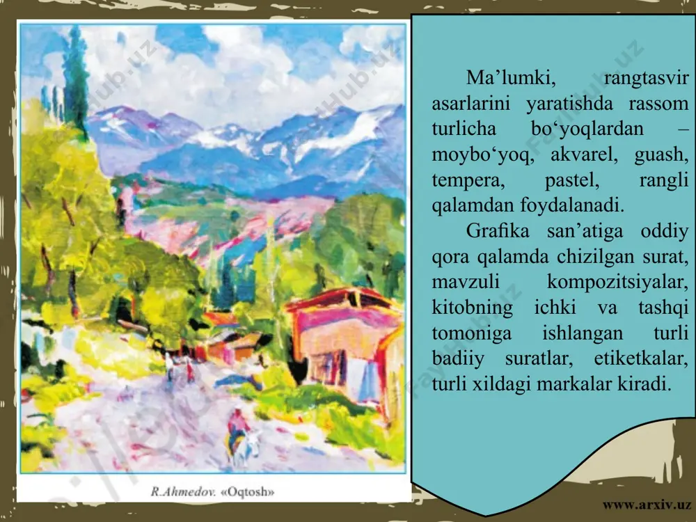 rangtasvir va grafikada manzara. manzara janridagi asarlarni tahlil etish va ijodiy ish 5 - sinf - Page 4