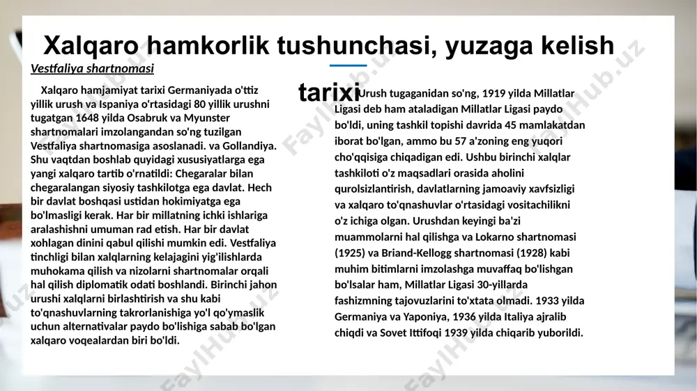 vf) bu barqaror valyuta siyosati, xalqaro savdoning tezkorligi va qashshoqlik darajasini pasaytirish bo'yicha mas'ul vashingtonda (aqsh) joylashgan hukumatlararo tashkilotdir. xvj hatto iqtisodiy resurslarni bunga loyiq bo'lgan 189 ta davlatga tasdiqlaydi. unesco (inglizcha: united nations educational, scientific and cultural organization — birlashgan millatlar taʼlim, bilim va madaniyat tashkiloti), birlashgan millatlar tashkilotining maxsus tashkilotlaridan biri boʻlib, ikkinchi dunyo urushidan soʼng, 1946-yil tashkil qilingan. bu tashkilotning qurilishiga, 1945-yil noyabr oyida londonda 44 davlatning vakillari qatnashgan holda qaror qilingan. tashkilotning markazi parijda. o’zbekiston yuneskoga 1993 yil 29- oktyabrda mustaqil davlat sifatida a'zo bo’lgan va bu tashkilot bilan uning har bir sohadagi ishlarida faol ishtirok etib kelmoqda. uneskoning ta’lim sohasidagi asosiy dasturi birlashgan maktablar dasturi tarmog‘i hisoblanib, unga jahonning olti mingdan ziyod maktabi a’zo. ushbu dasturning asosiy maqsadi xalqaro hamjihatlik, tinchlik, madaniyatlararo muloqot va barqaror taraqqiyot g‘oyalarini targ‘ib etish hamda ta’lim sifatini oshirishga qaratilgan. unesco unicef yunisefning o‘zbekistondagi vakolatxonasi rahbari munir mamadzade 70 yildan beri …