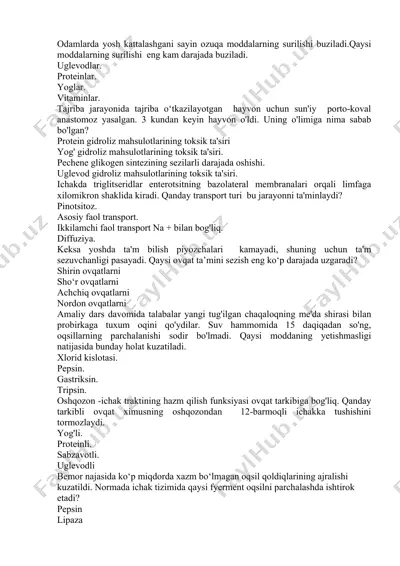 oziq-ovqat moddalari va ularning tuzilishi — DOCX