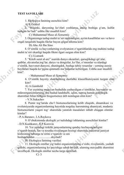 ekologiya fanining asoschilari — DOCX