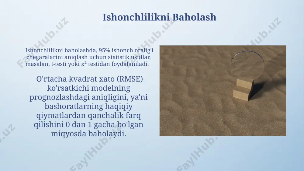 b poligonlarning mavjudligi. klasterlash algoritmlari klasterlash algoritmlari, katta hajmdagi ma'lumotlar to'plamlarini 3 dan ortiq klasterlarga ajratishda samaradorligini oshirish uchun o'zgaruvchan parametrlarga ega bo'lishi mumkin. k-means kabi ba'zi klasterlash algoritmlari, optimal klasterlar sonini aniqlash uchun 10 dan ortiq iteratsiyalarni talab qilishi mumkin va natijani elbo metrikalari yordamida baholash mumkin. mashina o'rganishi texnologiyalari mashina o'rganishi algoritmlari, masalan, svm yoki neyron tarmoqlar, ma'lumotlar to'plamlaridagi shovqinli yoki ahamiyatsiz nuqtalarni aniqlash va ularni samarali ravishda 90% gacha aniqlik bilan olib tashlashga qodir. k-means kabi klasterlash algoritmlari, mashina o'rganishi doirasida, ma'lumotlarni 3 yoki undan ortiq klasterlarga ajratish orqali, bir-biriga mos kelmaydigan yoki noto'g'ri kiritilgan nuqtalarni aniqlash va filtrlash imkonini beradi. e'tiboringiz uchun rahmat @taqdimot_robot image4.png image5.jpg image6.jpg image7.jpg image8.jpg image9.jpg image10.jpg image11.jpg image12.jpg image13.jpg image14.jpg image15.jpg image16.jpg image17.jpg image18.jpg image19.jpg image20.jpg image21.jpg image3.jpeg