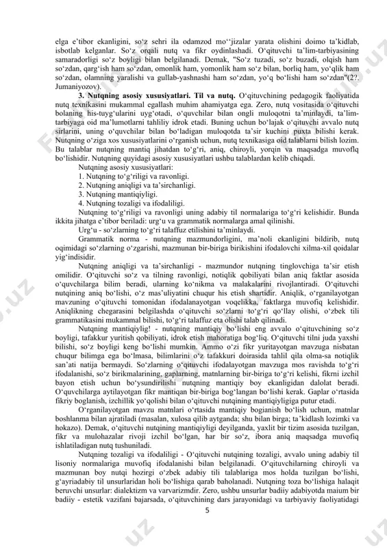 in faoliyat olib borishlari uchun notiqlik san’atini mukammal o‘rganishga doir o‘zining metodikasini taqdim etdi. ushbu metodika notiqlik san’ati tarixida ulkan ahamiyatga ega va hozirgi davrda ham o‘z qimmatini yo‘qotmagan. 2. sharq mutafakkirlari notiqlik san’ati haqida. mamlakatimizda notiqlik san’atining rivojlanishi o‘rta osiyo madaniyati tarixi bilan bog‘liq bo‘lib, nutq madaniyati hamisha o‘ziga xos mavqega ega bo‘lib kelgan. o‘rta osiyoda notiqlik san’atining xususiyatlari shundan iborat ediki, u eng avval o‘sha davr tuzumining manfaatlariga xizmat qilar edi. bu davrda notiqlik san’ati ustalarini nadimlar, qissago‘ylar, masalgo‘ylar, badihago‘ylar, qiroatxonlar, muammogo‘ylar, voizlar, namoyandalar, maddohlar, qasidaxonlar deb yuritilishi ham ana shundan dalolat beradi. movarounnahrda notiqlik san’ati voizlik deb atalgan. voizlik, ya’ni vao‘zxonlik «qur’on»ni targ‘ib qilish bilan mush-tarak holda so‘zning ahamiyati, ma’nosini anglatgan. «va’z» so‘zi arab tilidan pand- nasihat ma’nosini beradi. va’z aytuvchi, nutq so‘zlovchi shaxs voiz deb atalgan. voizlik san’ati tinglovchining, jamoaning ongiga, his tuyg‘usiga ta’sir etish mahorati bo‘lib, qadimgi sharqda hukmdorlar ushbu san’at namoyondalari xizmatini yuksak darajada …