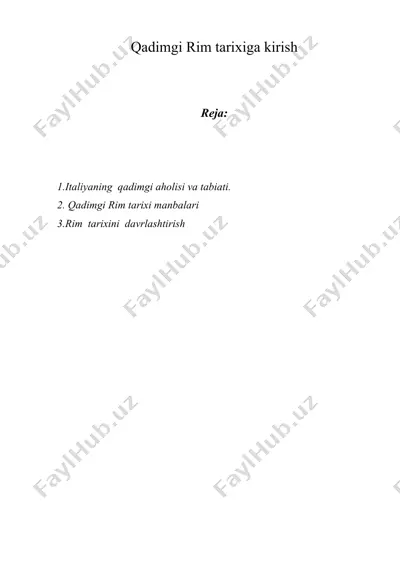 qadimgi rim tarixiga kirish — DOC