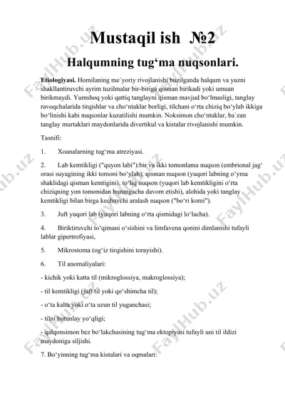 halqumning tug‘ma nuqsonlari — DOCX