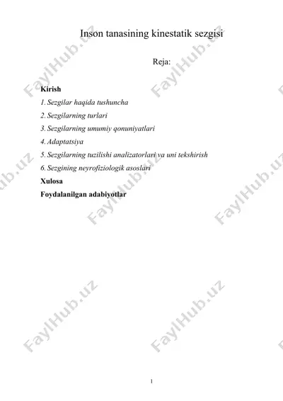 inson tanasining kinestatik sezgisi — DOCX