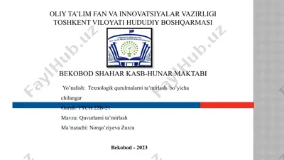 quvurlarni ta’mirlash bo’yicha chilangar — PPTX
