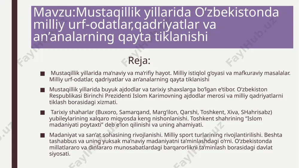 "o’zbekistonning eng yangi tarixi’’ fanidan taqdimot - Page 2