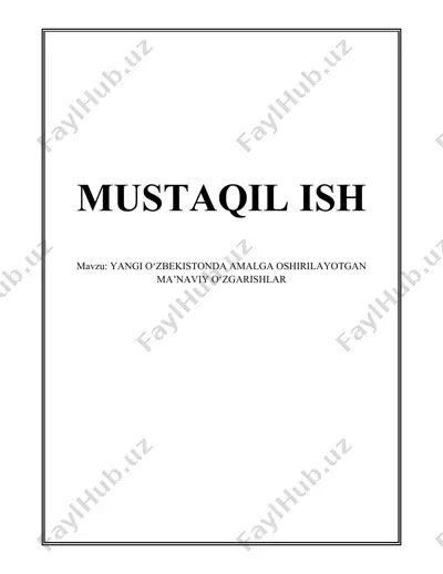 yangi oʻzbekistonning milliy gʻoyasi va maʼnaviyat — DOCX