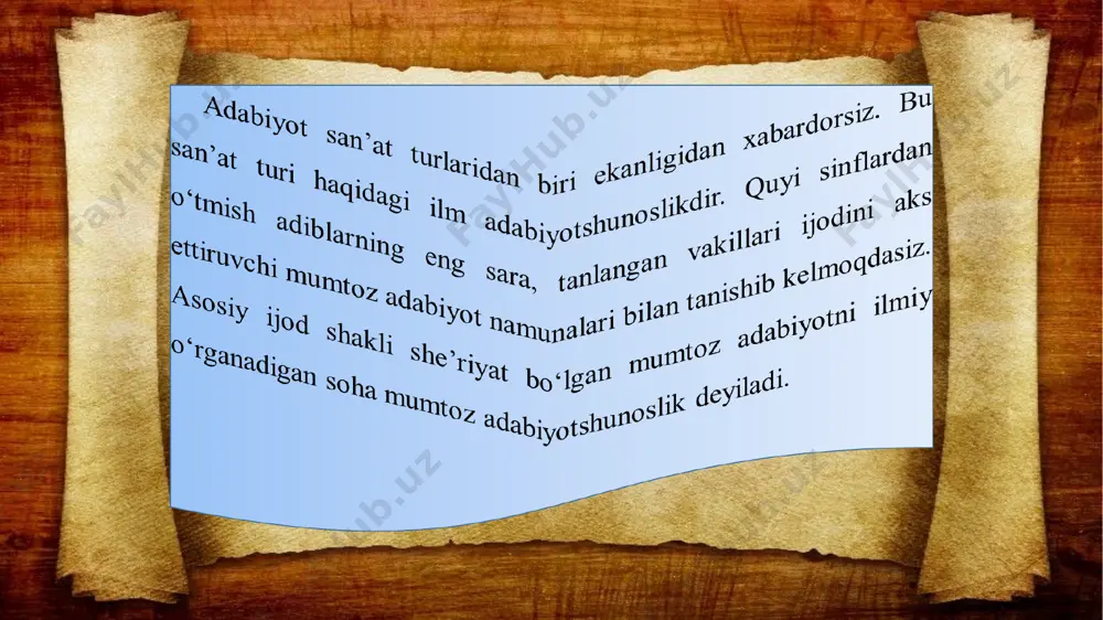 damida notanish so‘zlar ma’nosi aniqlab olinadi: tamanno qilmoq — orzu qilmoq; la’l — lab, la’lning o‘zi qimmatbaho qizil toshdir; qanda — qayerda. misralardagi gap bo‘laklarini odatdagi tartibga keltiramiz: ko‘nglim la’l kabi qizil labingni orzu qilgan edi, (lekin hech bir) kishi labingning qayerda ekanligini bilmaydi. o‘ylang-chi, shoir ma’shuqaning labi qayerda ekanligini hech kim bilmasligini aytish bilan nima demoqchi bo‘lyapti? sharq mumtoz she’riyatida noziklik — go‘zallikning belgisi. bu baytda “yorning og‘zi juda ham tor”, — degan oddiygina fikr bildirilayapti. lekin atoyi uni shoirona tarzda yorning og‘zi shu qadar kichikki, kishi har qancha tikilsa ham, labi qayerdaligini topa olmaydi shaklida ifodalamoqda. yorning og‘zi tor degan ma’no bo‘rttirib, o‘ta kuchaytirib berilmoqda. adabiyotshunoslikda juda bo‘rttirish yoki o‘ta kuchaytirib tasvirlash mubolag‘a deyiladi. solib borma meni, ey yusufi husn, bu kun ya’qubtek baytul hazanda. baytdagi “baytul hazan”ni arabchadan so‘zma-so‘z tarjima qilsak, “g‘am uyi” degan ma’noni anglatadi. bu yerda kuchli iztirob, qayg‘u ma’nosi ifodalanmoqda. baytda “ey husni yusuf …