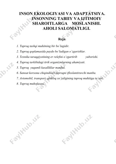 inson ekologiyasi va adaptatsiya — DOC
