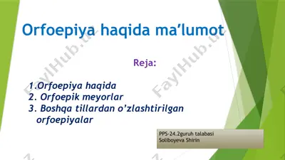 orfoepiya haqida ma’lumot — PPTX