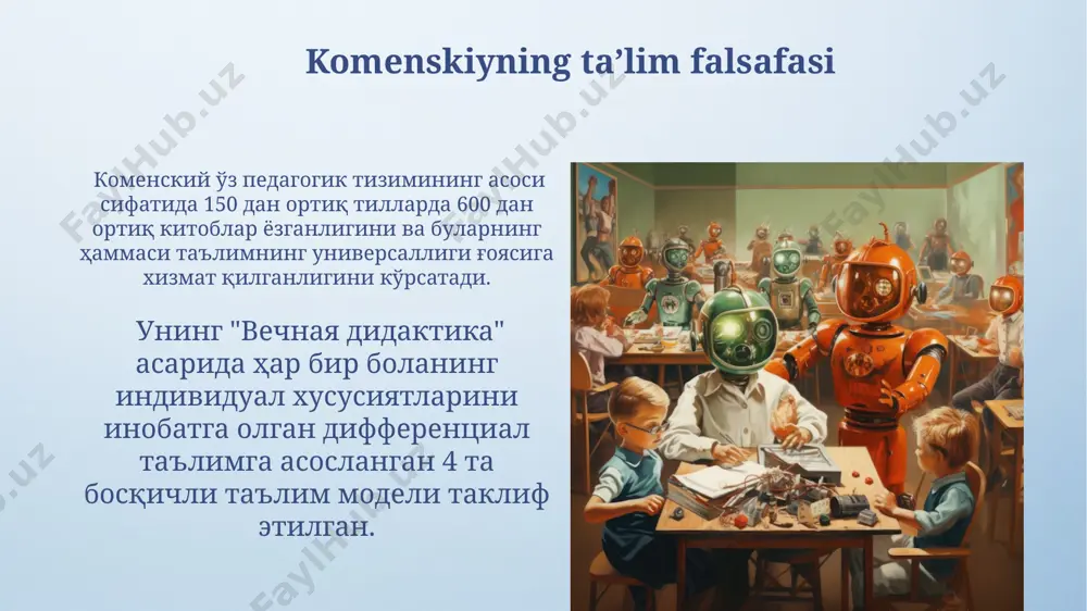 yan amos komenskiyning pedagogik g'oyalari - Page 4