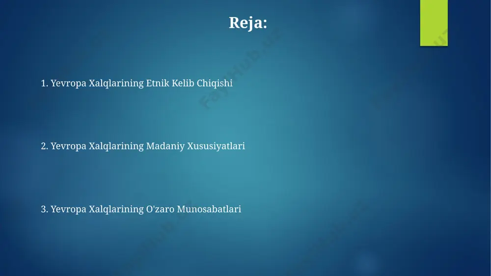 kuzatiladi. g'arbiy evropaning ko'plab mintaqalarida, o'rta asrlardan boshlab, sut mahsulotlari ishlab chiqarish va iste'mol qilish an'analari rivojlanib, 30 dan ortiq turli xilli po'stloqli va qattiq pishloqlar yaratilgan. evropa xalqlarining etnik kelib chiqishi yevropa xalqlarining aksariyati indo-evropa tillar oilasiga mansub bo'lib, ularning genetik jihatdan bog'liqligi taxminan 5000 yil avvalgi umumiy ajdodga borib taqaladi, bu esa ularning muayyan etnik guruhlarining kelib chiqishi haqida dalolat beradi. shimoliy yevropaning skandinaviya xalqlari, genetik tadqiqotlarga ko'ra, qadimgi ovchi-yig'uvchilar va keyinchalik qishloq xo'jaligini o'zlashtirgan xalqlarning aralashmasidan kelib chiqqan bo'lib, ularning genomida bu aralashmaning izlari aniq ko'rinadi. qabilaviy tuzilmalar va ijtimoiy tashkilot keltik qabilalari orasida, ijtimoiy ierarxiyaning asosiy qatlamlari - druidler, jangchilar va dehqonlar bo'lib, ularning o'rtasida qat'iy chegaralar mavjud edi. evropa xalqlarining qabilaviy tuzilmalari turli xil bo'lib, ularning 70% dan ortig'i patriarxal, qolganlari esa matriarxal yoki egalitar xususiyatlarga ega edi. kiyim-kechak va bezak buyumlari xalq hunarmandchiligi namunalari sifatida saqlanib qolgan milliy liboslarning 20 dan ortiq turini, ularning …