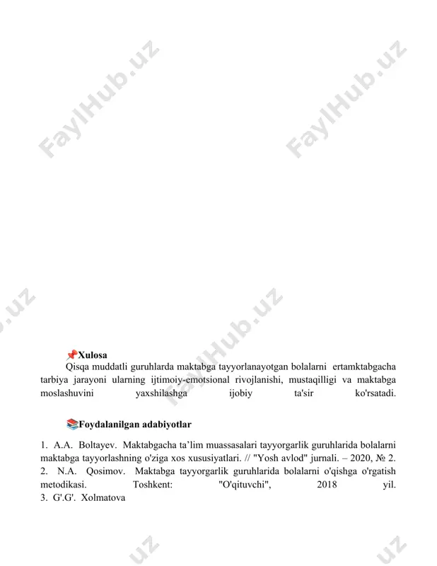 maktabgacha ta'lim tashkilotiga qisqa muddatli guruhlarda bolalarni maktabga tayyorlash - Page 5