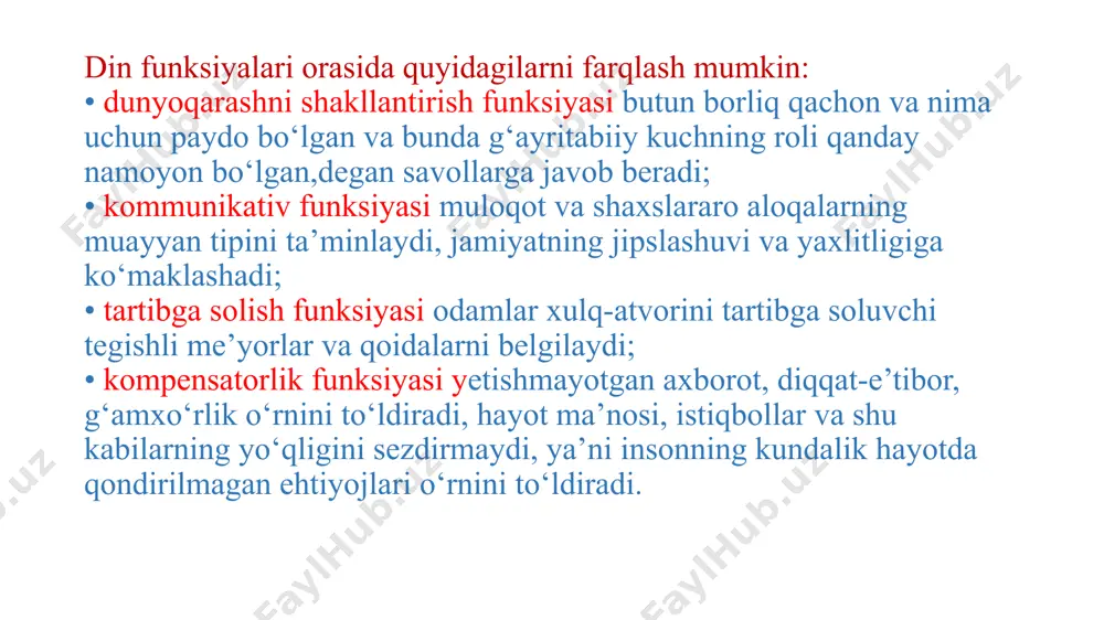 i ilgari suradi; har bir dinda ajdodlarga alohida e’tibor qaratilganligiga ishora qiladi. din tushunchasi о‘zbek tiliga arab tilidan kirib kelgan bо‘lib, ishonch, inonmoq ma’nosini bildiradi. bizning fikrimizcha, din real voqelikdagi, ijtimoiy hayotdagi narsa va hodisalarni tabiatdan, jamiyatdan tashqarida mavjud deb hisoblaydigan, ularni о‘ziga xos tarzda aks ettiradigan ma’naviy e’tiqod va amalning bir turidir. e’tiqod sо‘zi ham arab tilidan kirib kelgan bо‘lib, chuqur, mustahkam ishonch ma’nosini anglatadi- demak, diniy e’tiqod deganda mustahkam, chuqur ishonch, maslak, ishonish tushuniladi. ilohiyot, ya’ni diniy ta’limot nuqtai nazardan "din", "diniy e’tiqod" tushunchalari jamiyat, inson, uning ongi hayotning ma’nosi, maqsadi va taqdiri uni bevosita qurshab olgan moddiy olamdan tashqarida bо‘lgan, uni gо‘yo yaratgan, ayni zamonda insonlarga birdan-bir "tо‘g‘ri", "haqiqiy", "odil" hayot yо‘llarini kо‘rsatadigan va о‘rgatadigan ilohiy kuchga ishonch va ishonishni ifoda etadigan maslak, qarashlar, ta’limotlar majmuidan iboratdir. forobiyning dinga munosabati asosan uning "fozil shahar aholisi hakida kitob" risolasida bayon qilingan. uning fikricha, din ham falsafa kabi voqelikni …