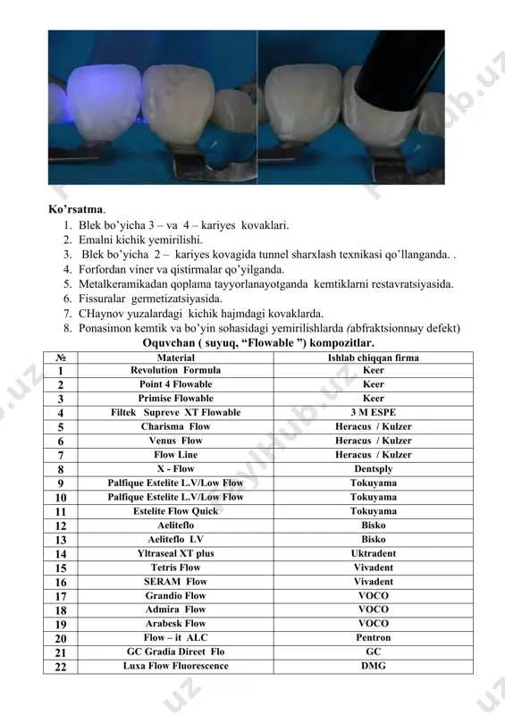 suyuq oquvchan kompozit plomba ashyolari - Page 3